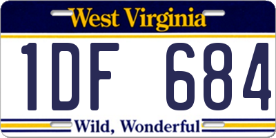 WV license plate 1DF684