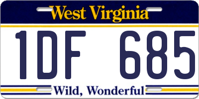 WV license plate 1DF685