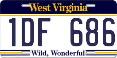 WV license plate 1DF686
