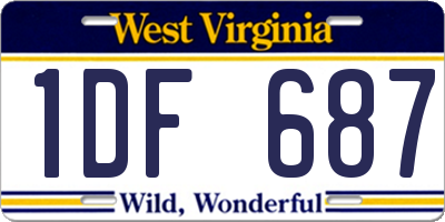 WV license plate 1DF687