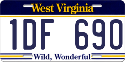 WV license plate 1DF690
