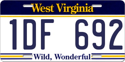 WV license plate 1DF692