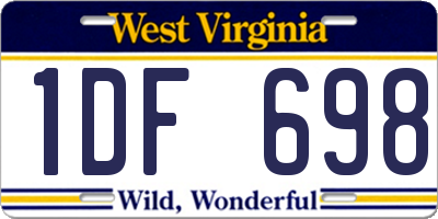 WV license plate 1DF698