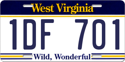 WV license plate 1DF701