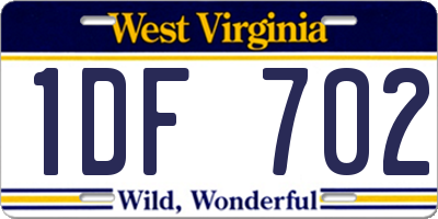 WV license plate 1DF702
