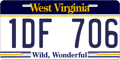 WV license plate 1DF706