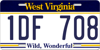 WV license plate 1DF708