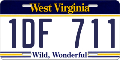 WV license plate 1DF711