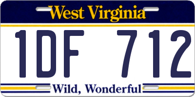 WV license plate 1DF712