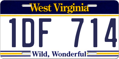WV license plate 1DF714