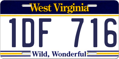 WV license plate 1DF716