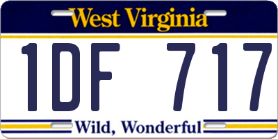 WV license plate 1DF717