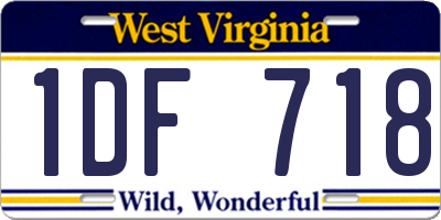 WV license plate 1DF718
