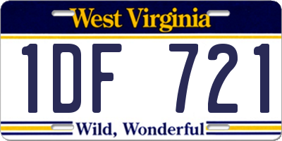 WV license plate 1DF721