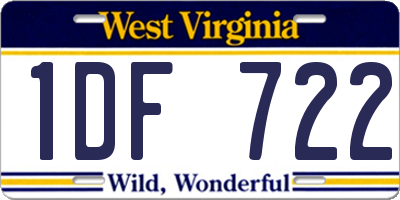 WV license plate 1DF722