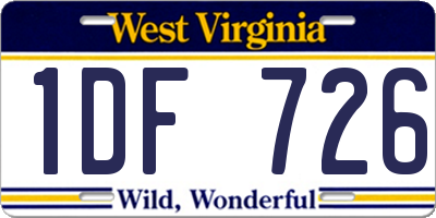 WV license plate 1DF726
