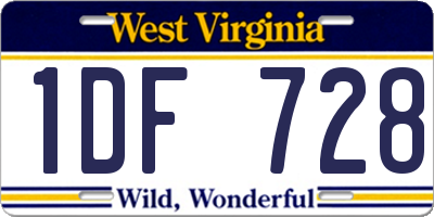 WV license plate 1DF728