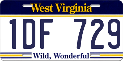 WV license plate 1DF729