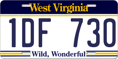 WV license plate 1DF730