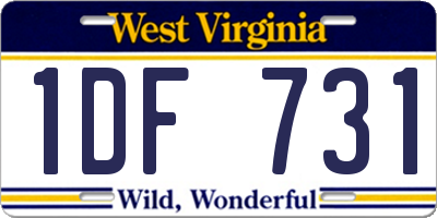 WV license plate 1DF731