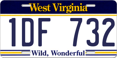 WV license plate 1DF732