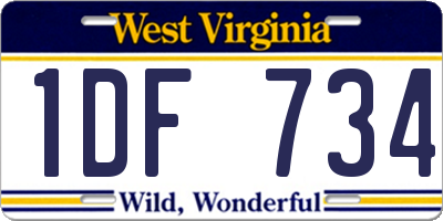 WV license plate 1DF734