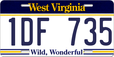 WV license plate 1DF735