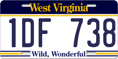 WV license plate 1DF738