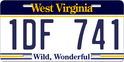 WV license plate 1DF741