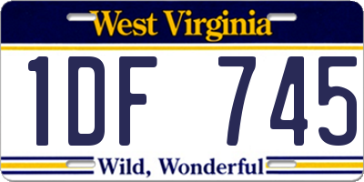 WV license plate 1DF745