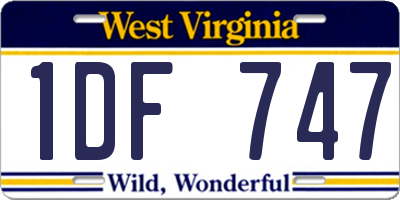 WV license plate 1DF747