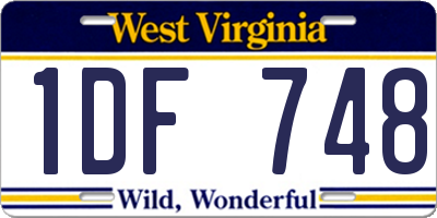 WV license plate 1DF748