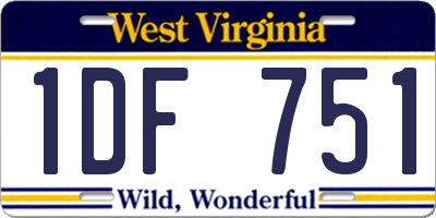 WV license plate 1DF751
