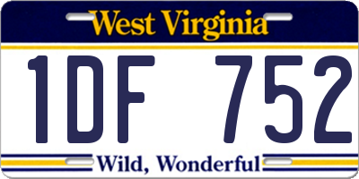 WV license plate 1DF752