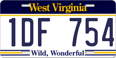 WV license plate 1DF754