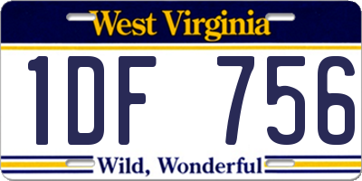 WV license plate 1DF756