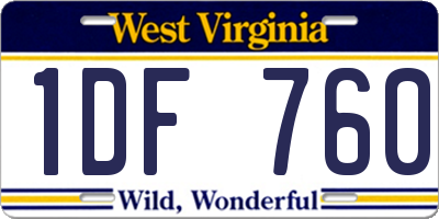 WV license plate 1DF760