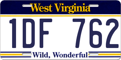 WV license plate 1DF762