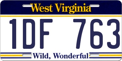 WV license plate 1DF763