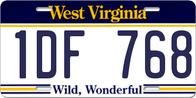 WV license plate 1DF768