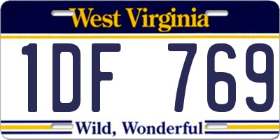 WV license plate 1DF769