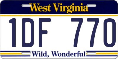 WV license plate 1DF770