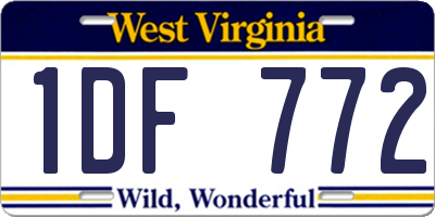 WV license plate 1DF772