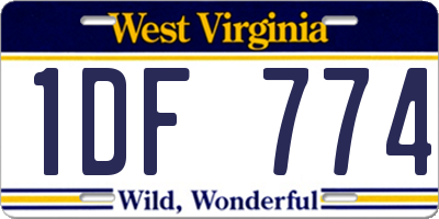 WV license plate 1DF774