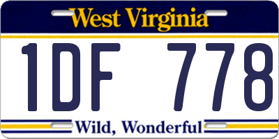 WV license plate 1DF778