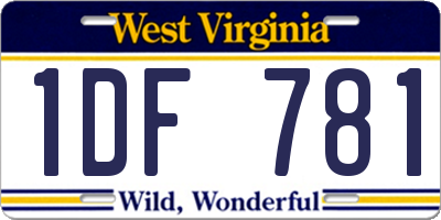 WV license plate 1DF781