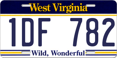 WV license plate 1DF782