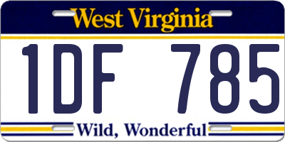 WV license plate 1DF785