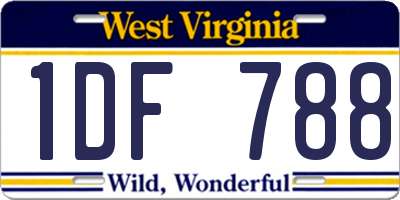 WV license plate 1DF788