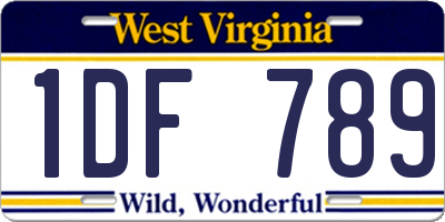 WV license plate 1DF789